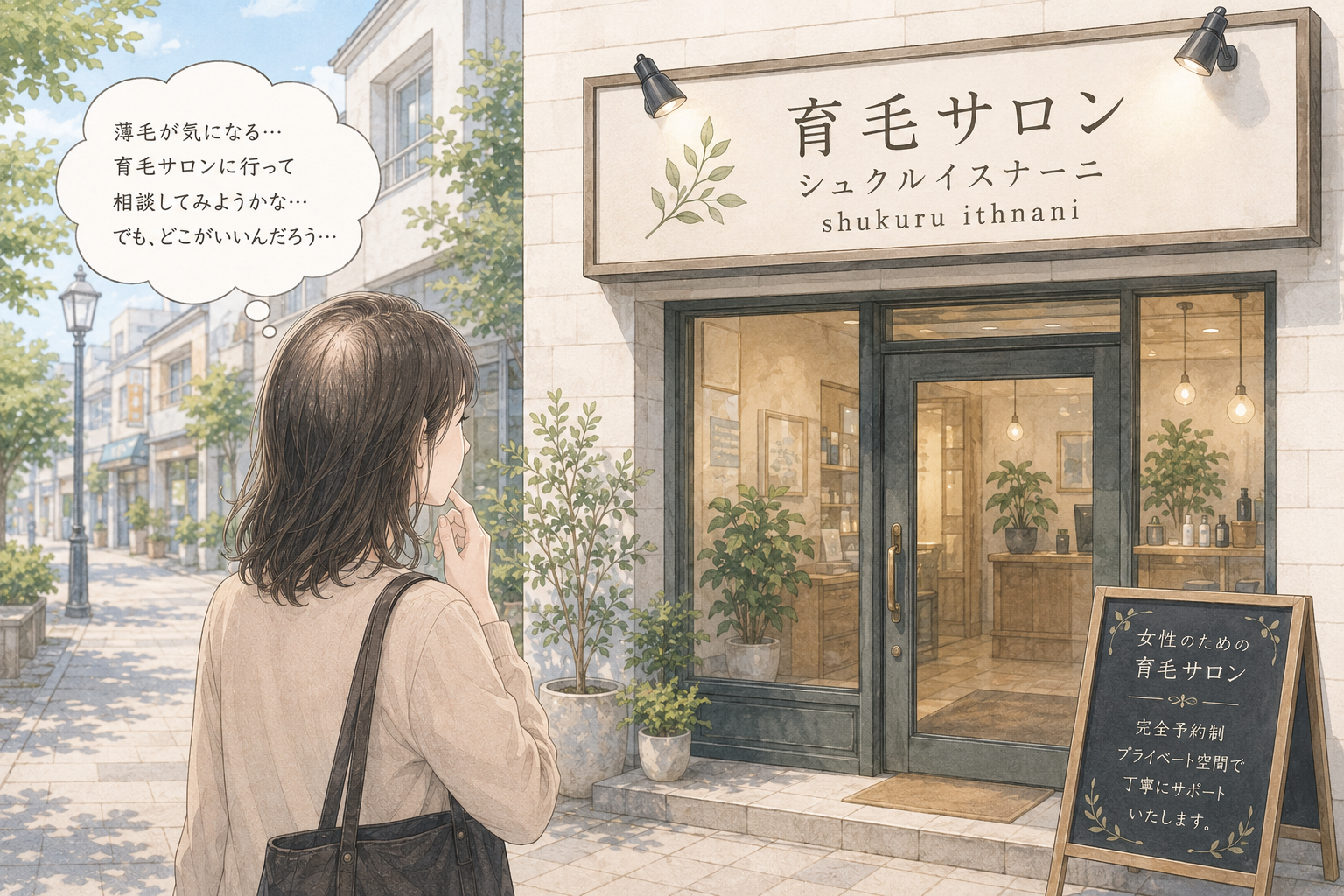 育毛サロンに来ることを迷っていたお客様のイメージ