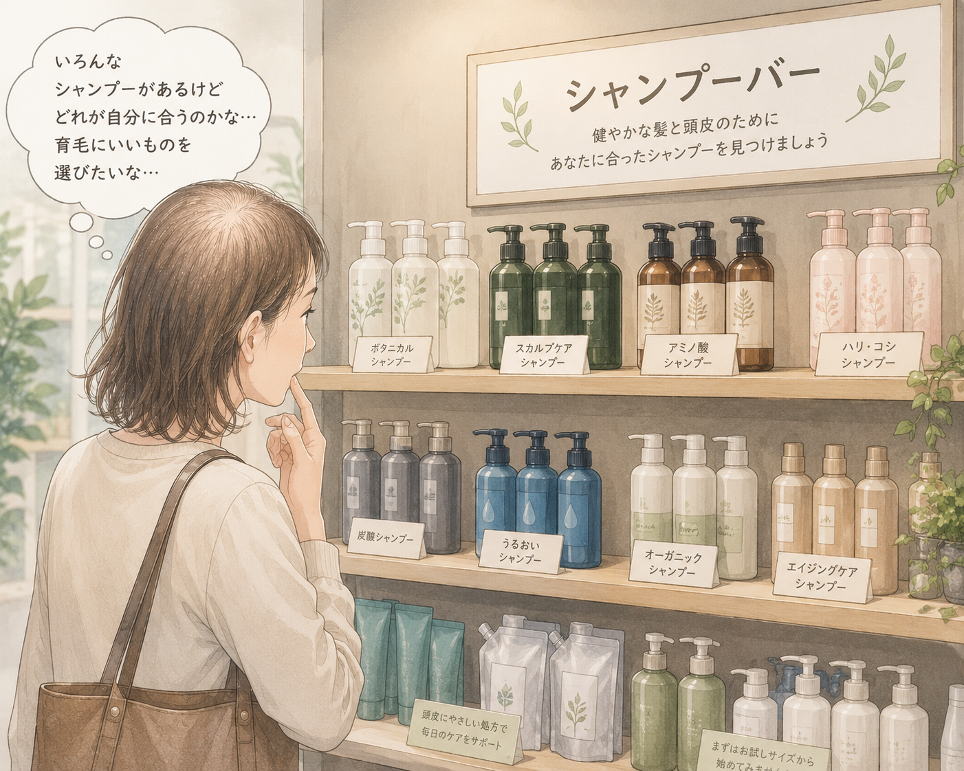 シャンプーと抜け毛・育毛の関係を考えるイメージ
