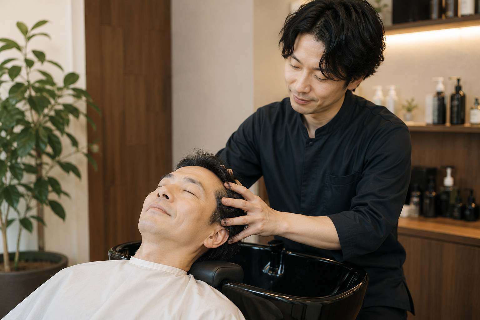 お客様の頭皮を丁寧にケアする育毛専門家