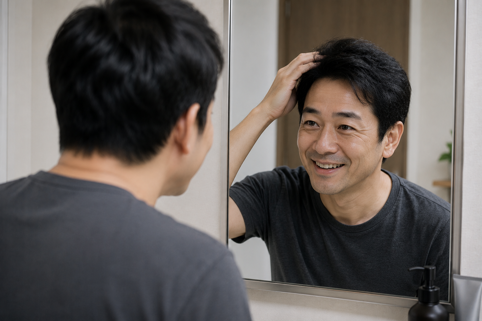 育毛ケアで髪が生えてきて自信を取り戻した男性