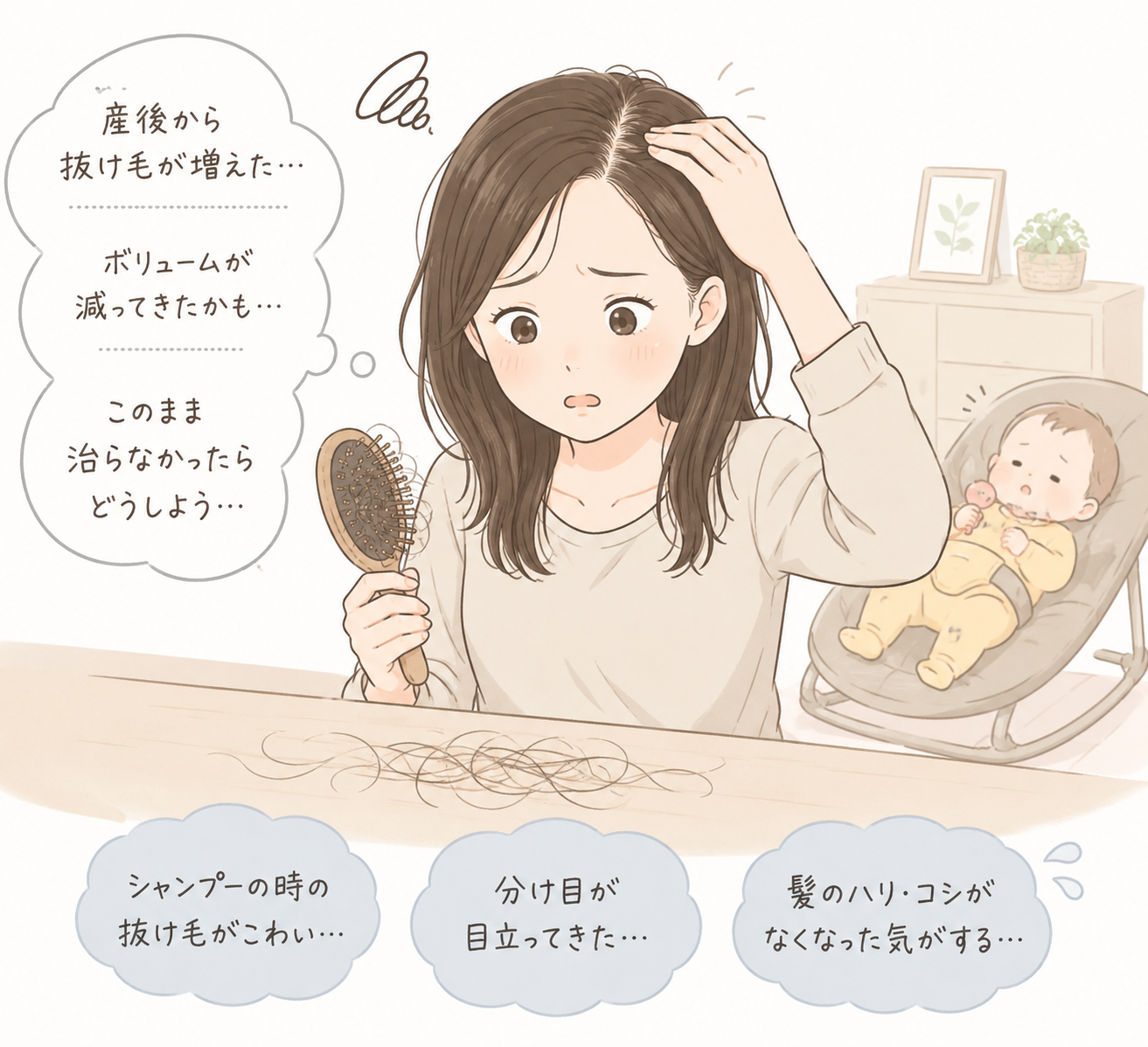 産後の抜け毛 原因とケア方法 しゅくるithnani
