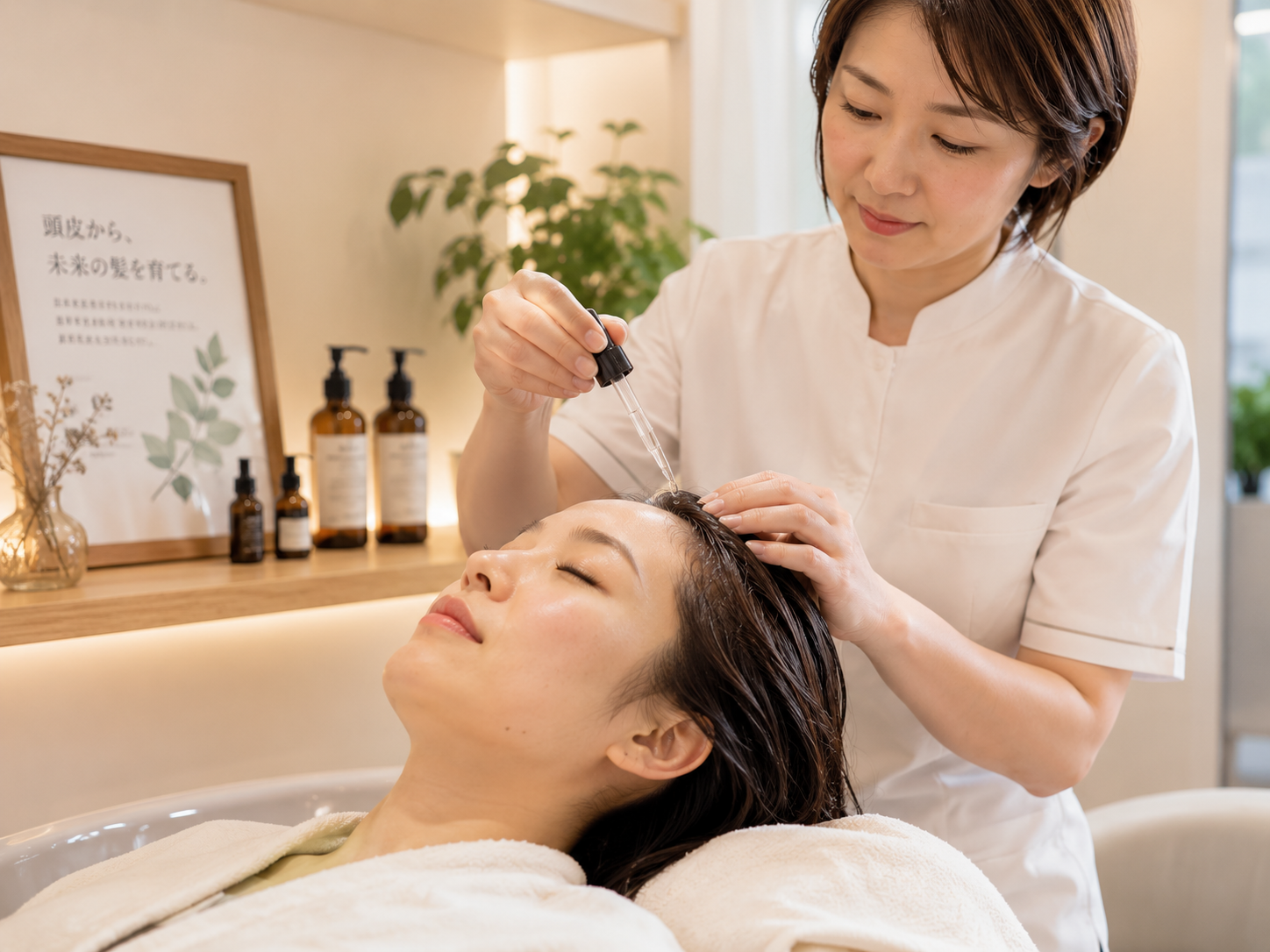 秋の頭皮ケア施術 保湿ケアのイメージ｜しゅくるithnani 江戸川区 薄毛